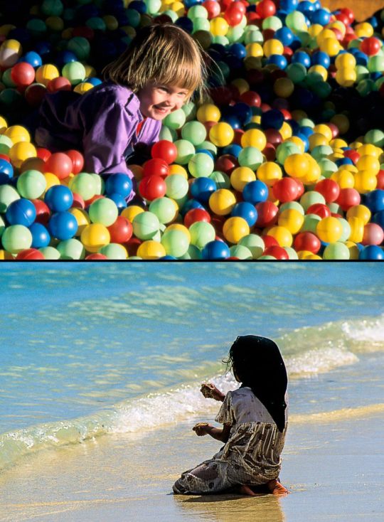 Jeu d'enfant (Haut : Gurnee – Illinois – USA – 1991 / Bas : Trou d’eau douce – Maurice - 1994)