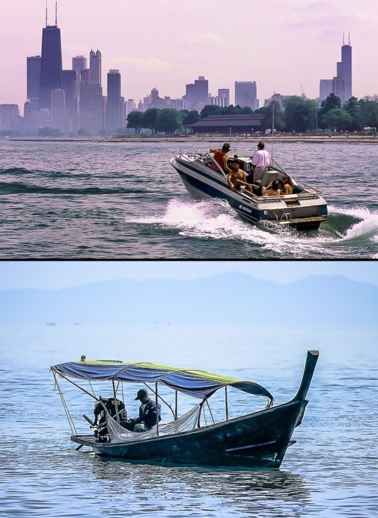 Embarcations (Haut : Chicago - 1993 / Bas : Phang Ngo Bay - Thaïlande - 2002)